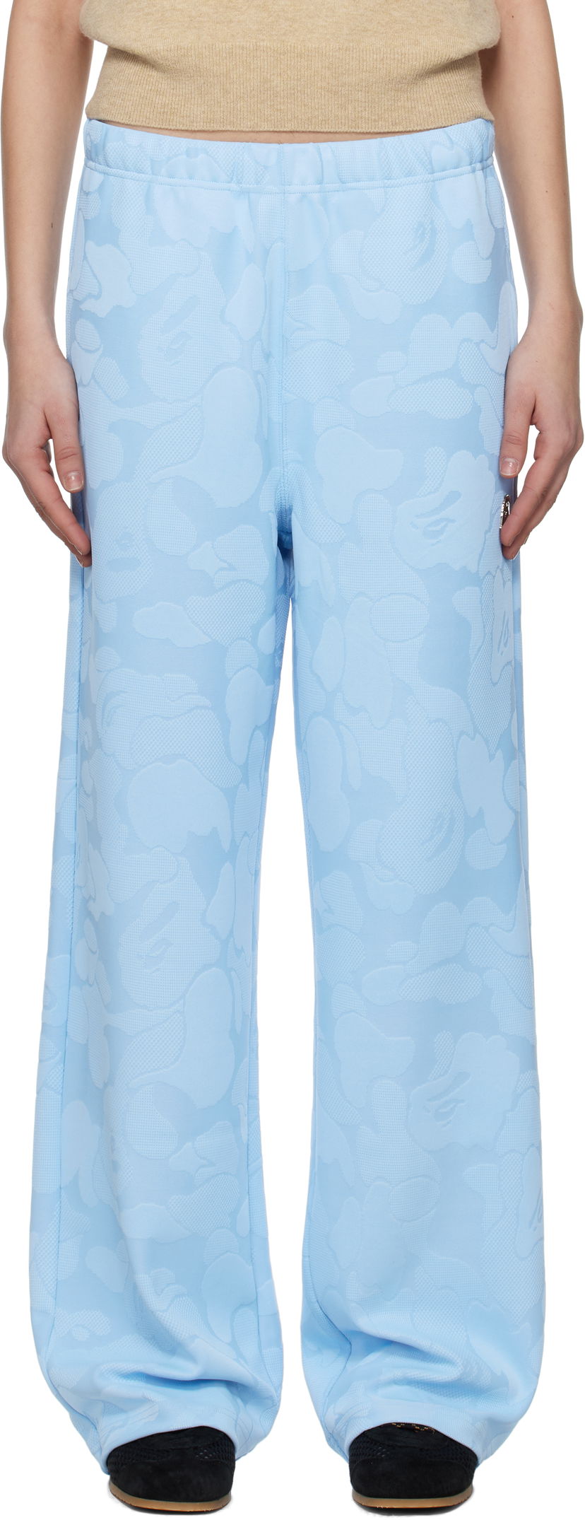 Träningsbyxor BAPE A Bathing Ape Camo Jacquard One Point Wide Lounge Pants Blå | 001PTL302005L