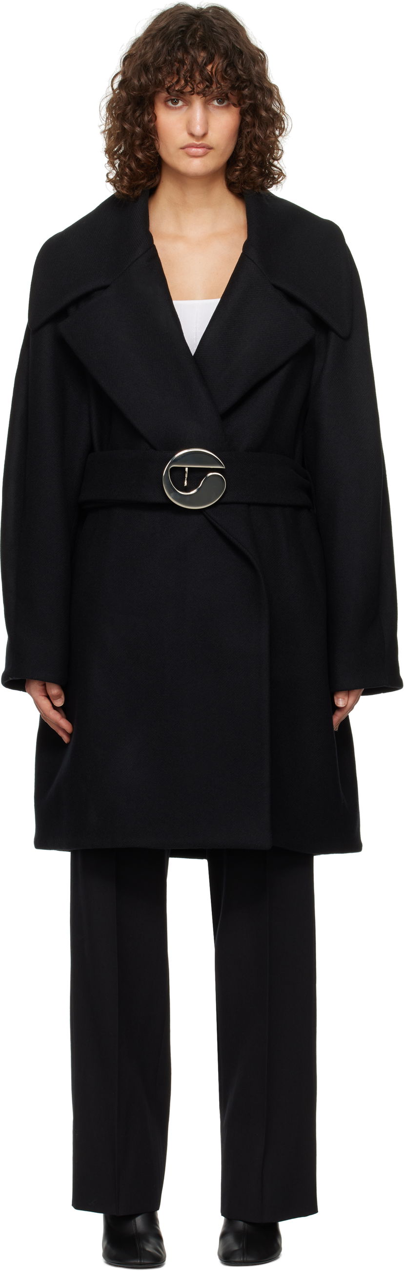 Rockar Coperni Coperni Oversized Belted Coat Svart | COPM06BISF1006
