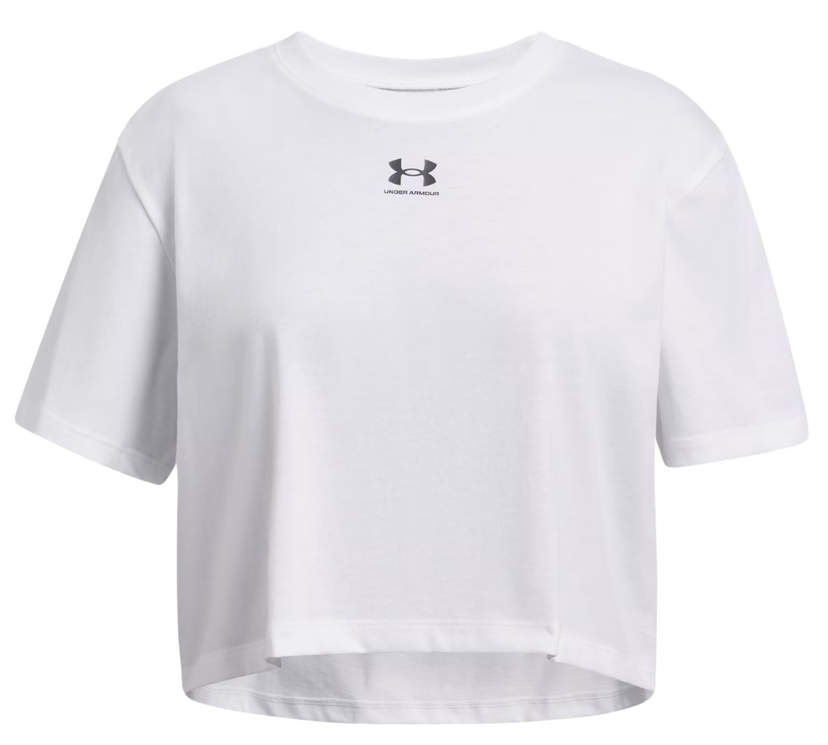 Crop top Under Armour Under Armour Rival Short Sleeve T-Shirt Vit | 1389755-100