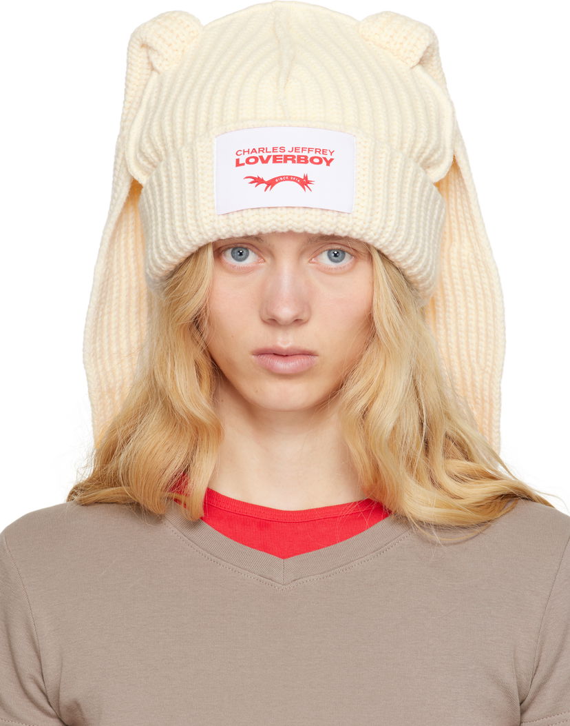 Mössa Charles Jeffrey Loverboy Charles Jeffrey LOVERBOY Chunky Knit Ears Beanie Vit | 54130302