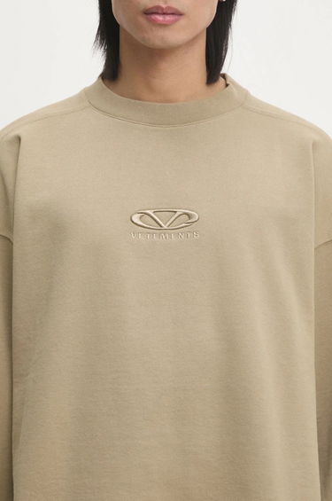 Sweater VETEMENTS VETEMENTS Oval Logo Cropped Boxy Sweatshirt Beige | UA66CW600T, 3