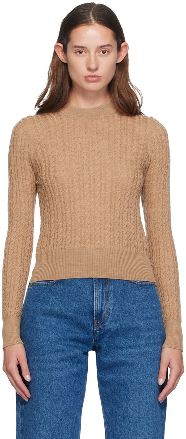 Sweater AMI Paris Beige Cable Knit Sweater Beige | FKS013.KN0013