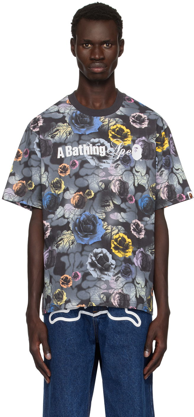 T-shirt BAPE Floral Solid Camo Logo Relaxed Fit T-shirt Svart | 001CSK801302M