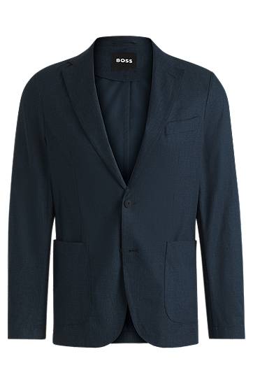 Jacka BOSS Slim-Fit Water-Repellent Packable Suit Jacket Mörkblå | 50539492