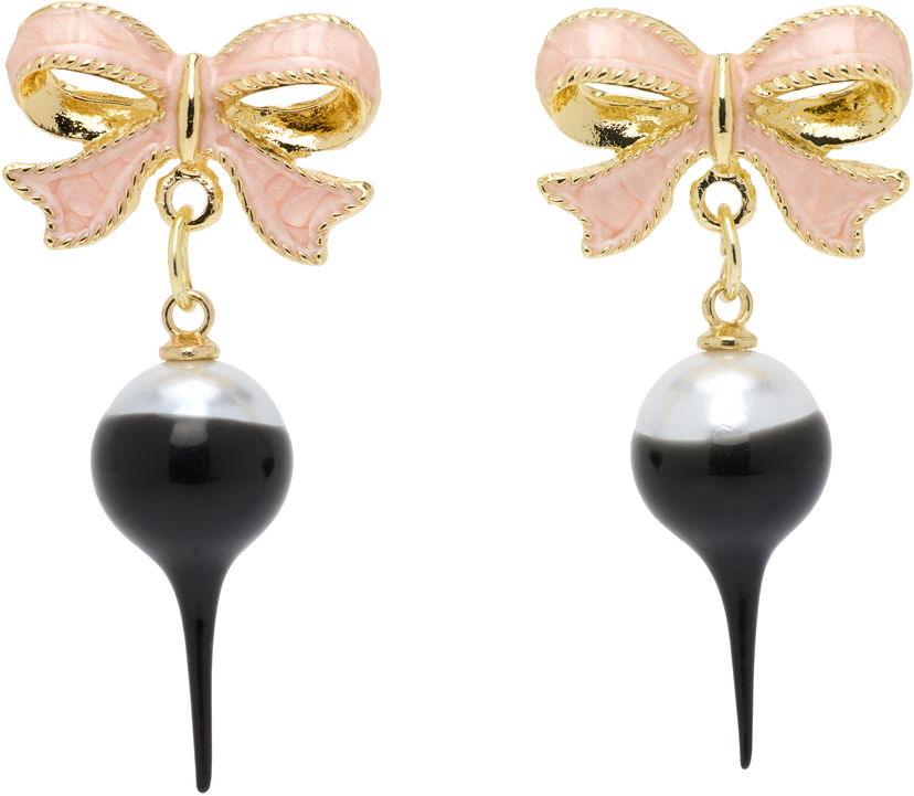 Örhängen Ottolinger Ottolinger Bow Pearl Drop Earrings Svart | 2225150499