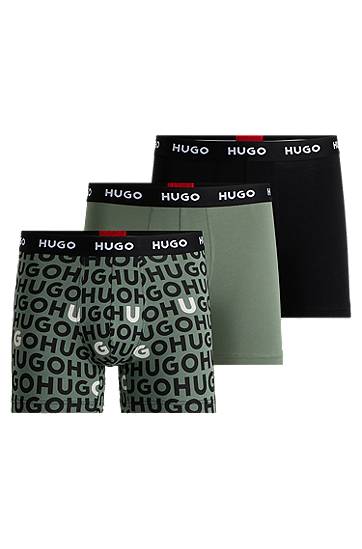 Boxare BOSS HUGO Men's 3-Pack Stretch Cotton Boxer Briefs with Logo Waistband Flerfärgad | 50532559, 0