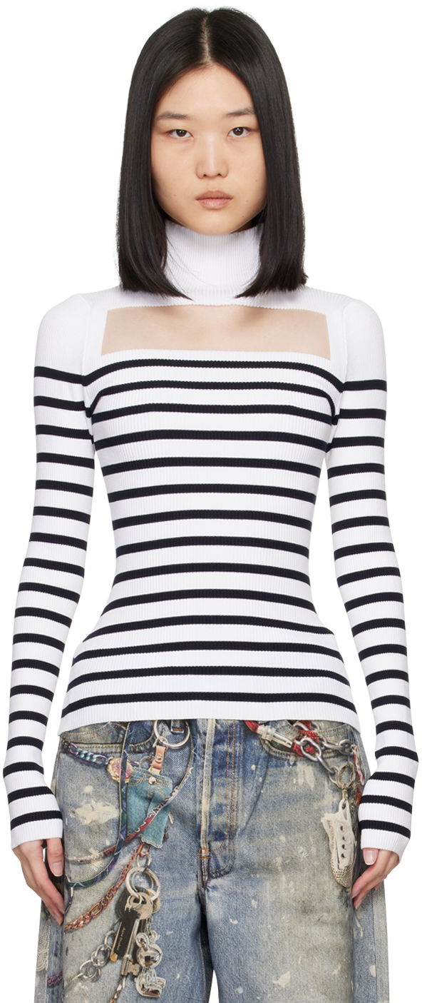 Sweater Jean Paul Gaultier Jean Paul Gaultier Striped Turtleneck Vit | 24/30-F-PL066-M063-0159