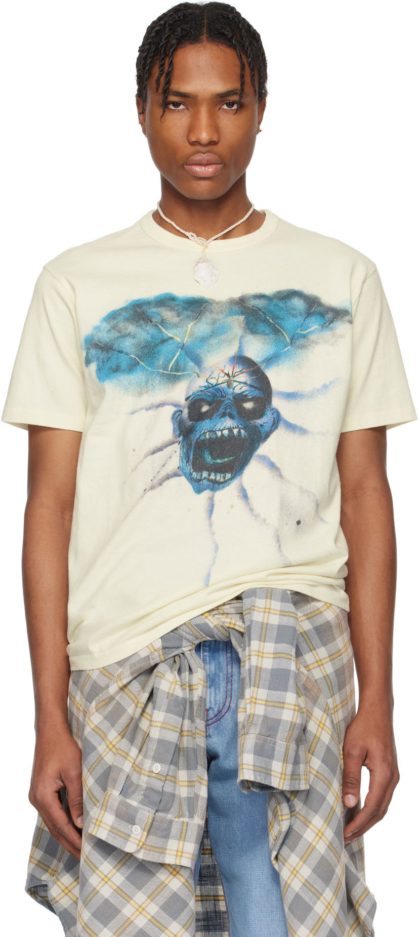 T-shirt ERL ERL Skull Graphic T-Shirt Beige | ERL10T011