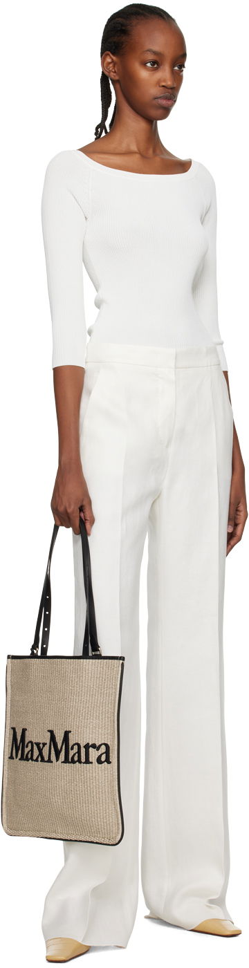 Linne Max Mara Max Mara Saturno Long Sleeve T-Shirt Vit | 2313610632600 MM12121, 4