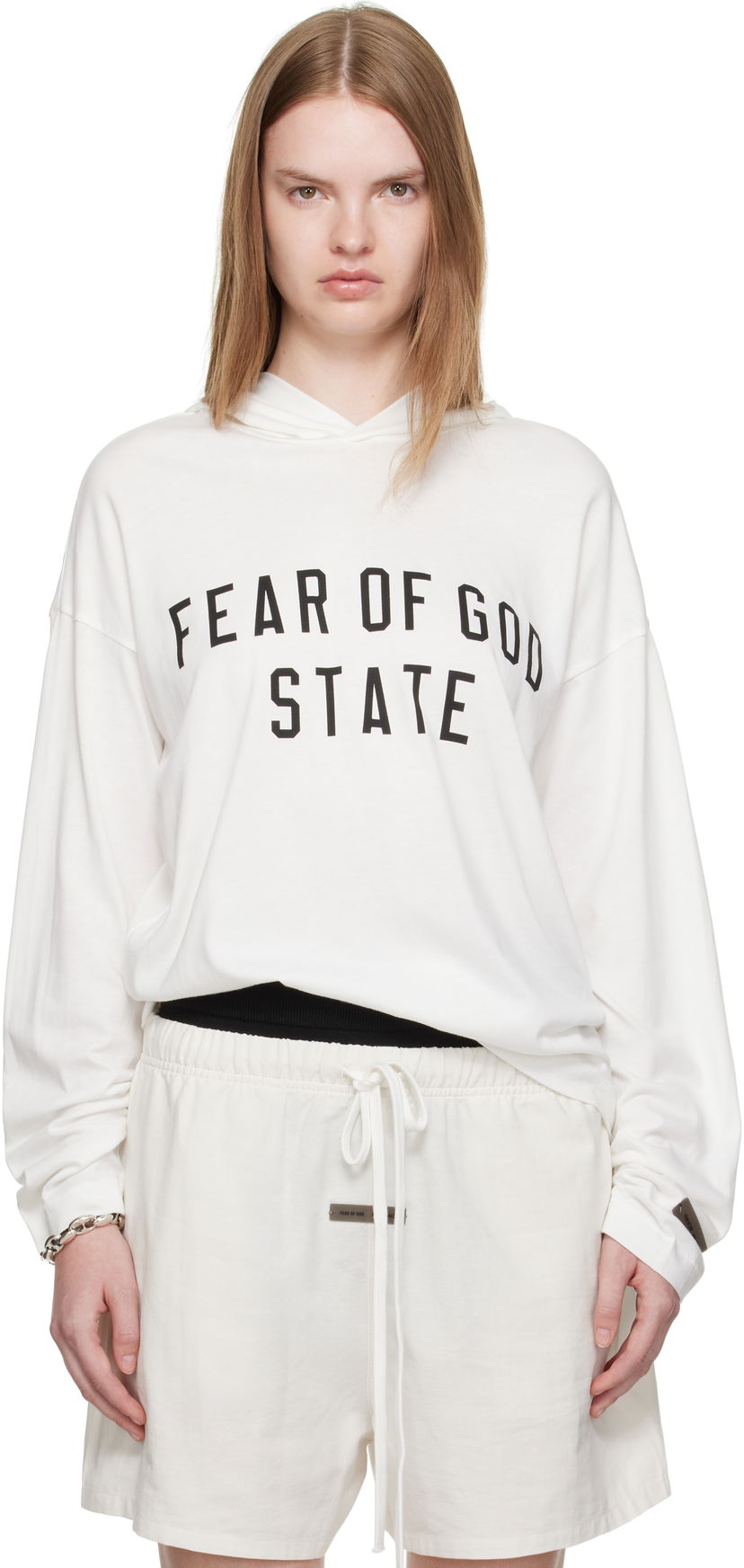 Sweatshirt Fear of God Fear of God ESSENTIALS Long Sleeve Hoodie Vit | 125SP257174FW