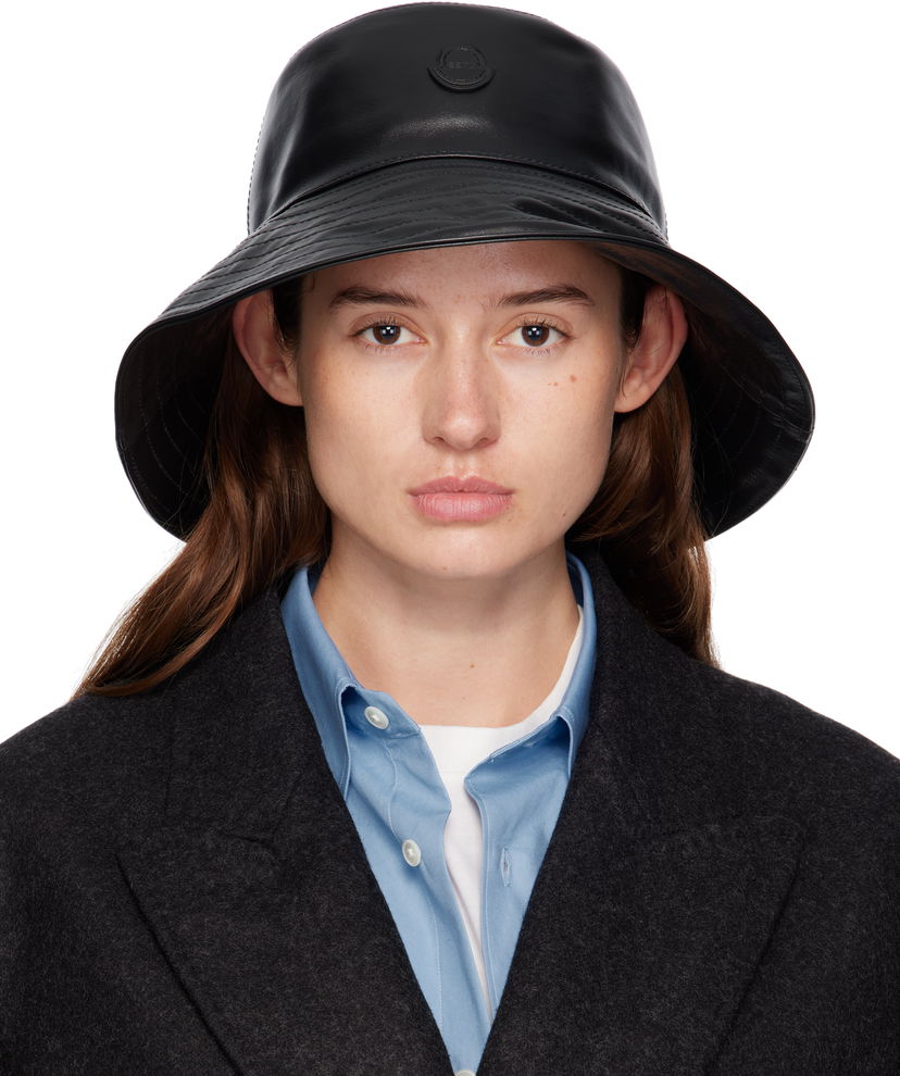 Hatt Moncler Moncler Genius x EE72 Leather Bucket Hat Svart | K24033B00004M6584