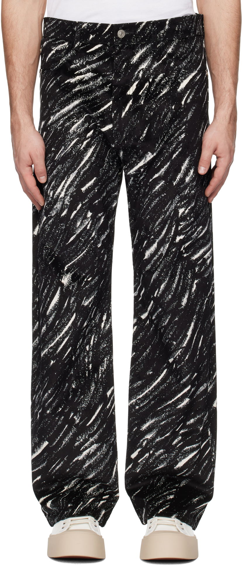 Jeans Marni Marni Flocked Denim Wide-Leg Jeans Svart | PUJU0021A0 UTC432
