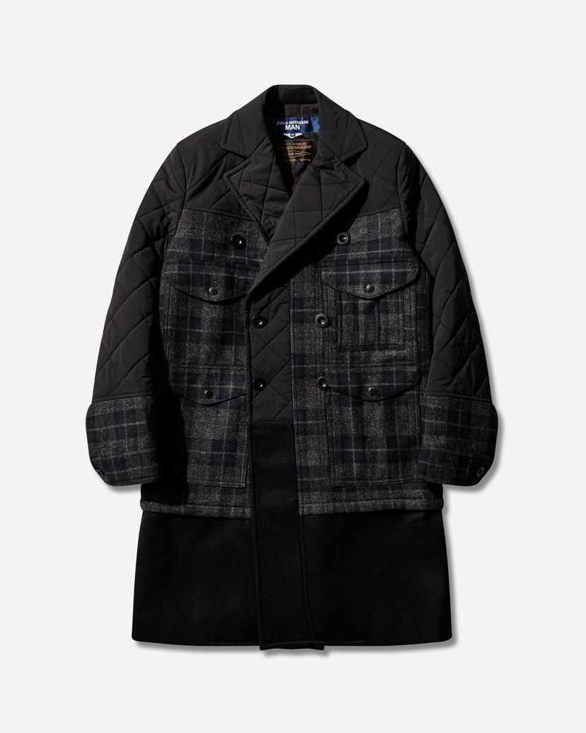 Rockar Junya Watanabe Paneled Double-Breasted Quilted Check Coat Flerfärgad | WP-C001-W25 1