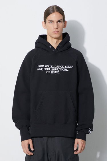 Sweatshirt Engineered Garments Raglan Hoodie With Print Svart | 23F1B021.NP098, 0