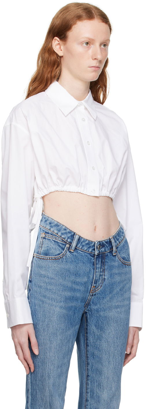 Skjorta Alexander Wang Alexanderwang.t Cropped Tie-Hem Shirt Vit | 4WC3231400, 1