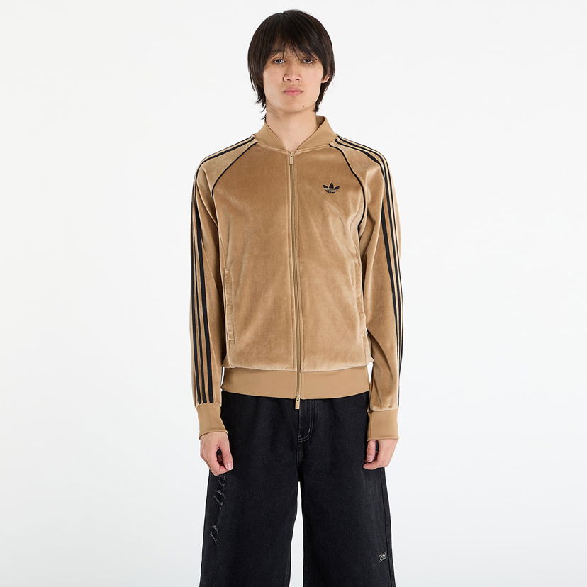 Träningsoverall adidas Originals SST Adicolor Velour Track Top Brun | JX1561