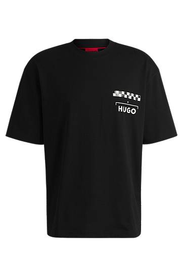 T-shirt BOSS HUGO T-Shirt with Racing Prints Svart | 50531758