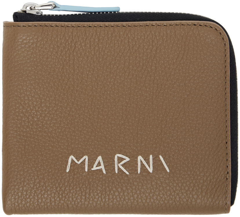 Plånbok Marni Zip-Around Leather Wallet Brun | PFMI0095Q0 P6533