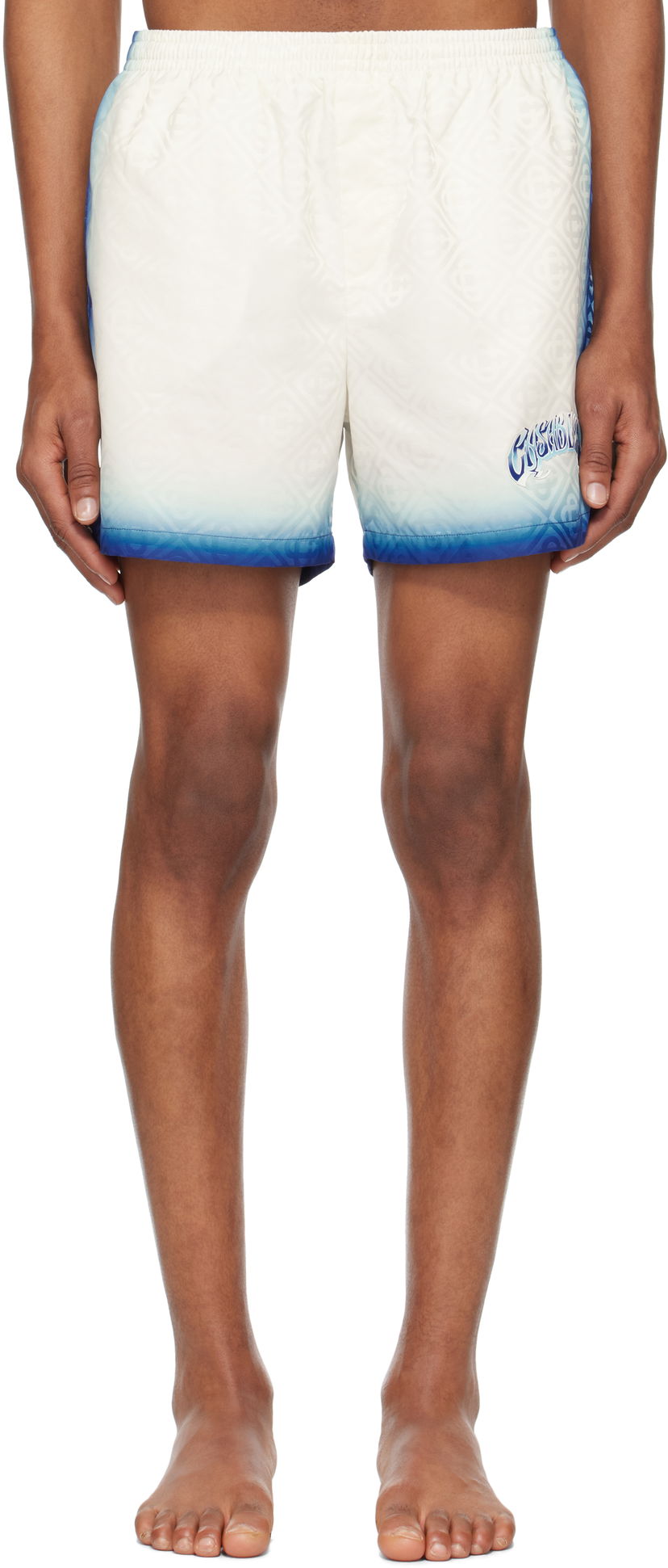 Badkläder Casablanca Casablanca Printed Jacquard Monogram Swim Shorts Vit | MS25-TR-224-01