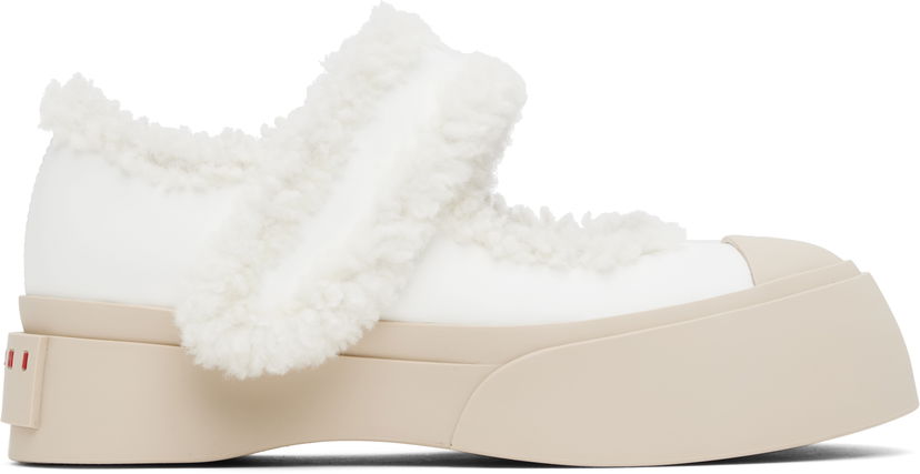 Sneakers och skor Marni Mary Jane Pablo Shearling Ballerina Flats Vit | SNZW013602 P5045
