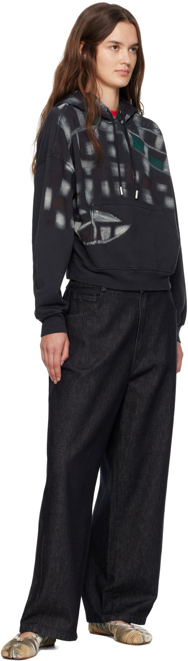 Sweatshirt Eckhaus Latta Eckhaus Latta Garment-Dyed Printed Hoodie Svart | 251-EL-PF25-P -, 3