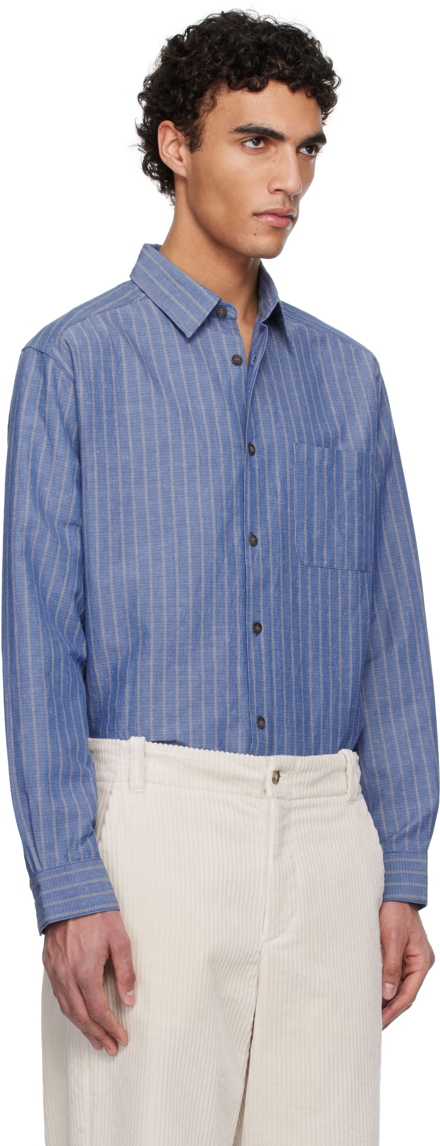 Skjorta A.P.C. A.P.C. Striped Button-Down Shirt Blå | COHFW-H12532, 1