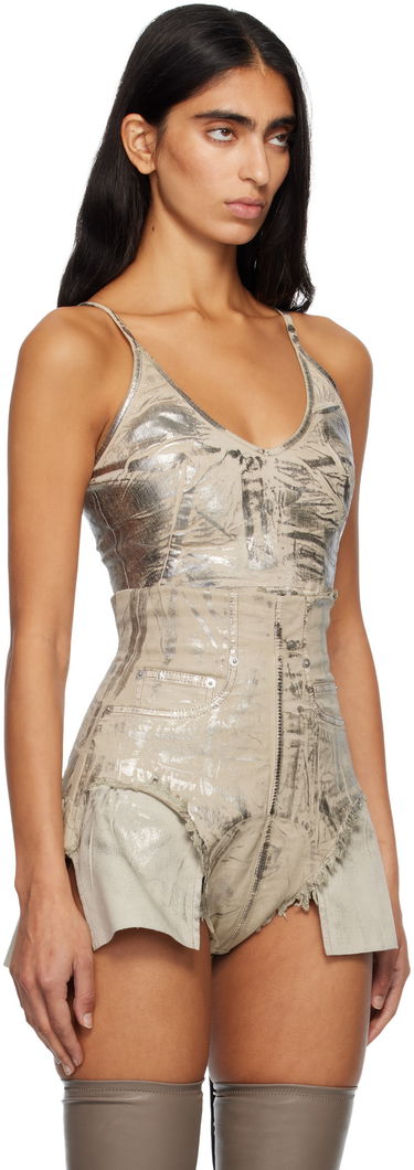Linne Rick Owens DRKSHDW Concordians Foil Denim Camisole Metallisk | DS02E7132 SDPF, 1
