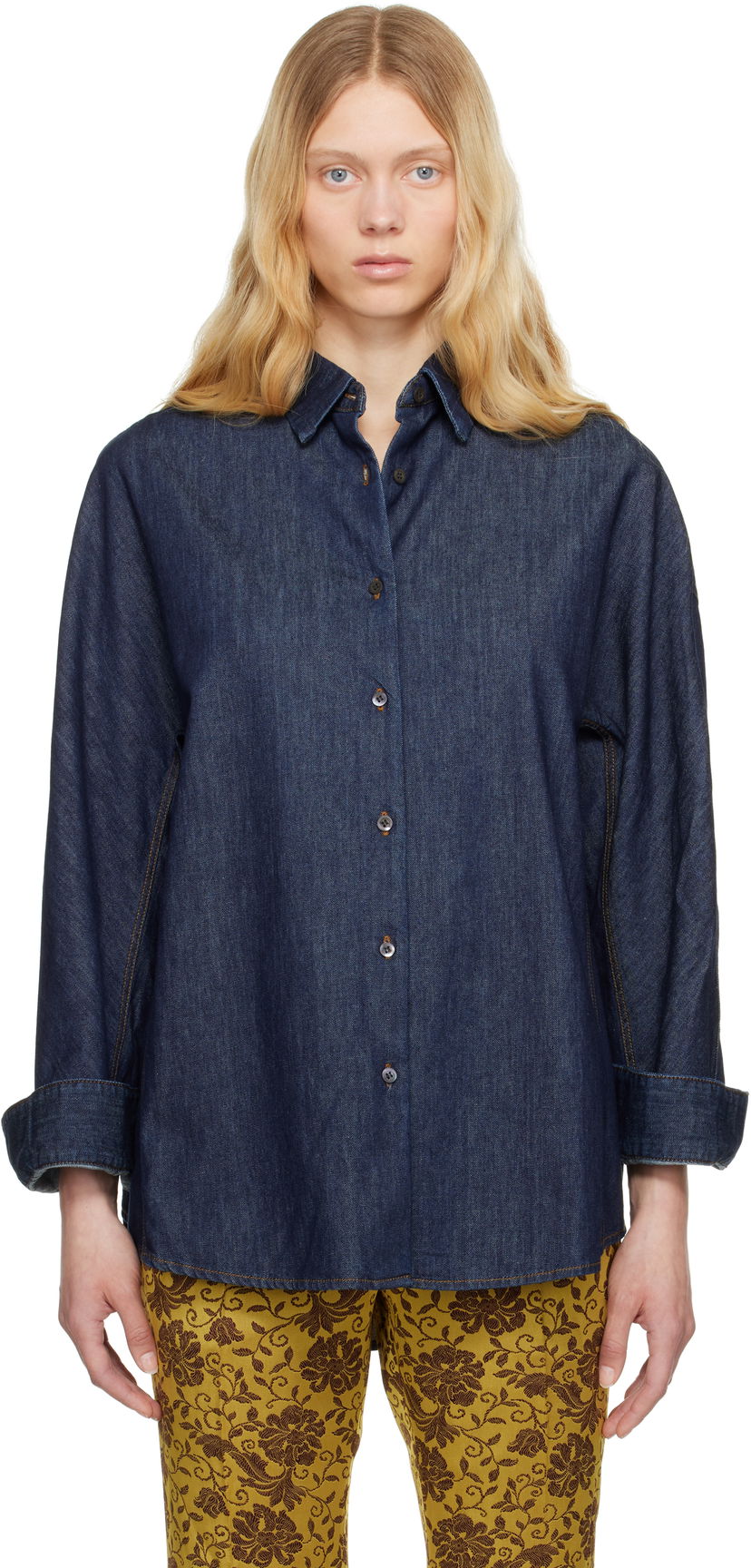 Skjorta Dries Van Noten Dries Van Noten Buttoned Denim Shirt Blå | 251-010729-1553