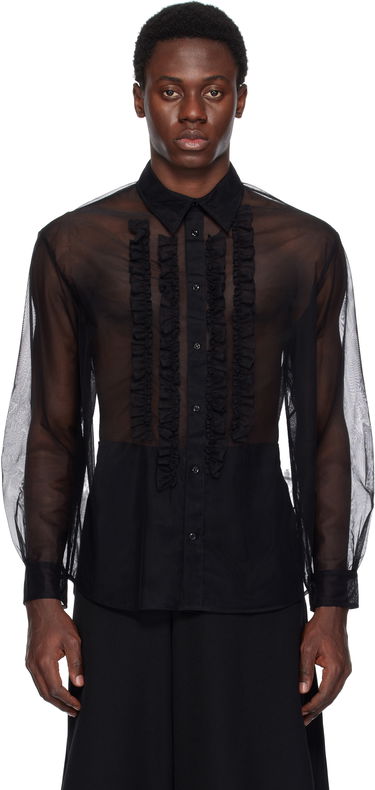 Skjorta Simone Rocha Simone Rocha Sheer Ruffle Bib Shirt Svart | 5241 0069, 0