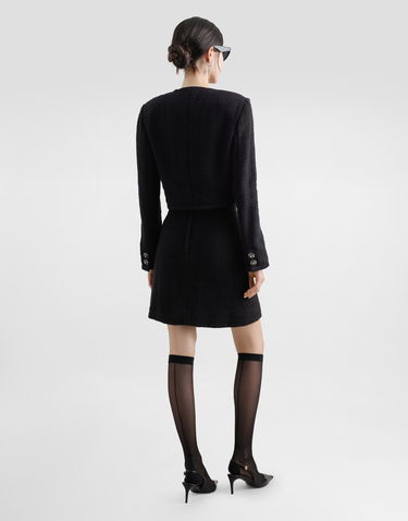 Jacka Dolce & Gabbana Dolce & Gabbana Cropped Single-breasted Tweed Jacket with Jeweled Buttons Svart | F27CZZFMTACN0000, 2