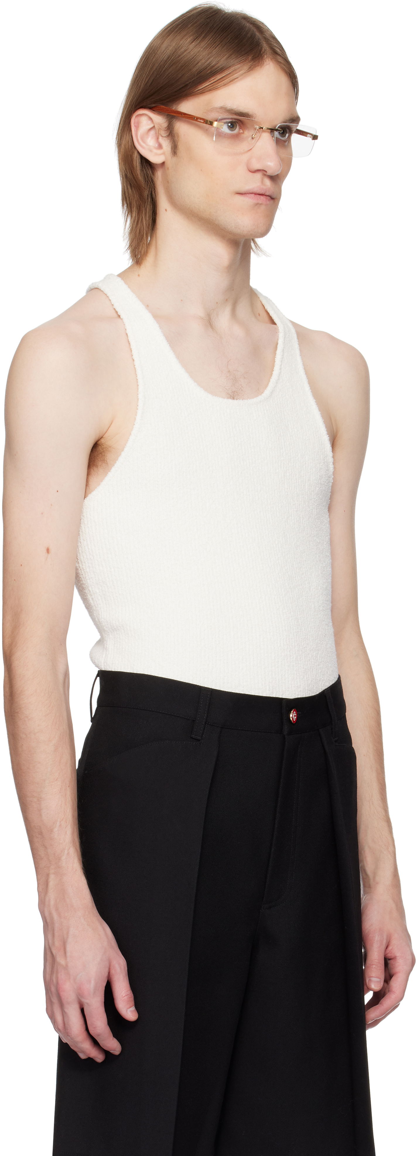 Linne Casablanca Casablanca Boucle Rib Tank Top Vit | MS25-KW-931-01, 1