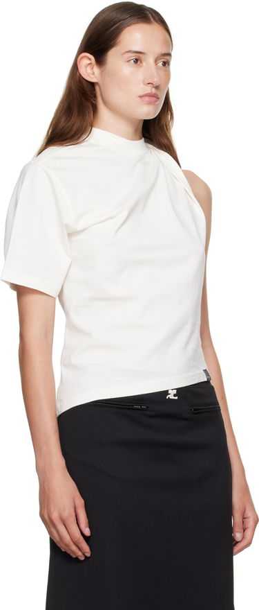T-shirt Courrèges Courrèges Twist Asymmetrical T-Shirt Svart | 325JTS209JS0233, 4
