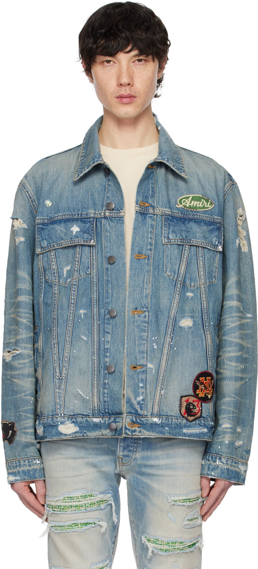 Jacka AMIRI Amiri Vintage Pegasus Trucker Denim Jacket Blå | AMDNTR1019