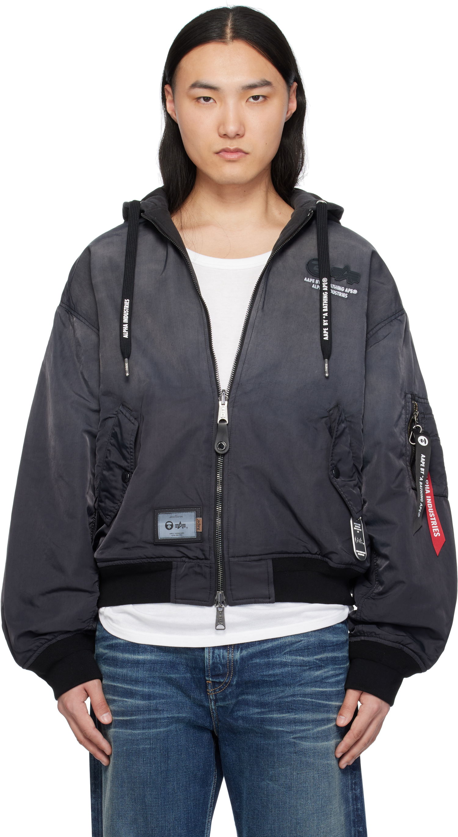 Bomberjacka AAPE by A Bathing Ape AAPE by A Bathing Ape Alpha Industries Edition MA-1 Reversible Bomber Jacket Svart | AAPJKM9709XXNBKL, 0
