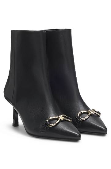 Sneakers och skor BOSS Faux-leather boots with hardware trim and 7cm heel Svart | 50552728, 0
