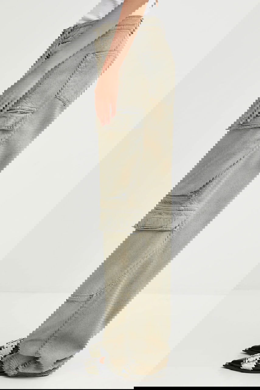 Cargo byxor Rick Owens Rick Owens DRKSHDW Cotton Wide Leg Double Cargo Jeans with Medium Waist Beige | DS02E7308.DMP, 1