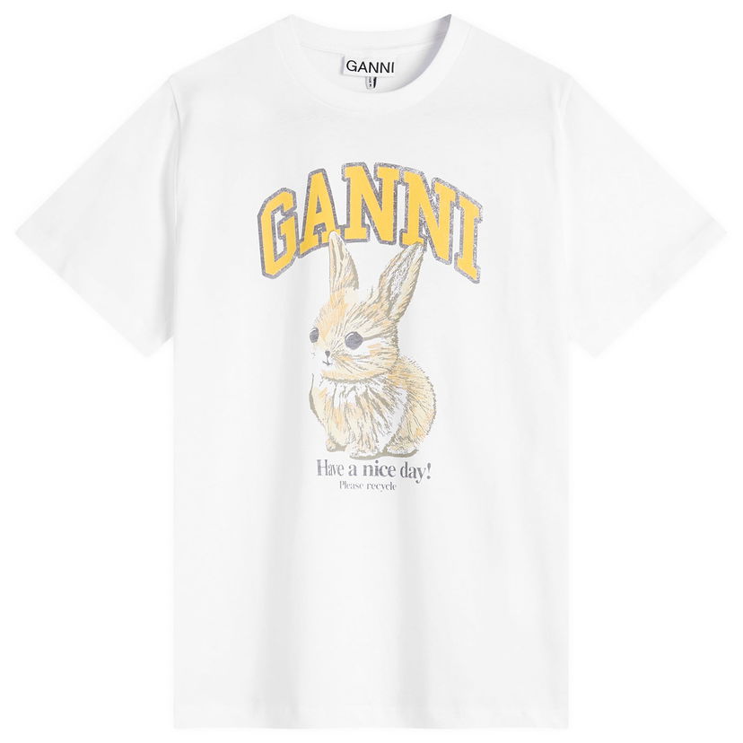 T-shirt GANNI GANNI Baby Bun Relaxed T-Shirt, Large Vit | T4273-151