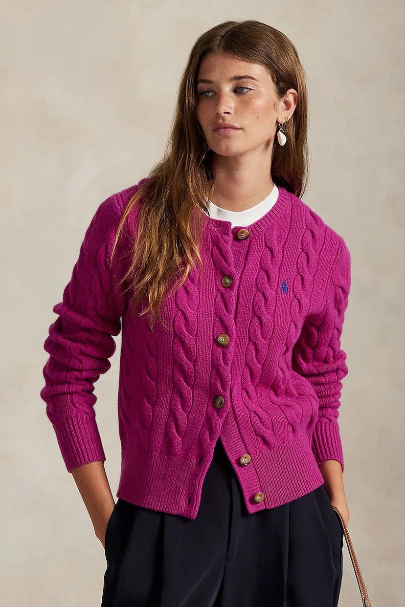 Sweater Polo by Ralph Lauren Polo Ralph Lauren Cable-Knit Cardigan Rosa | 211972104