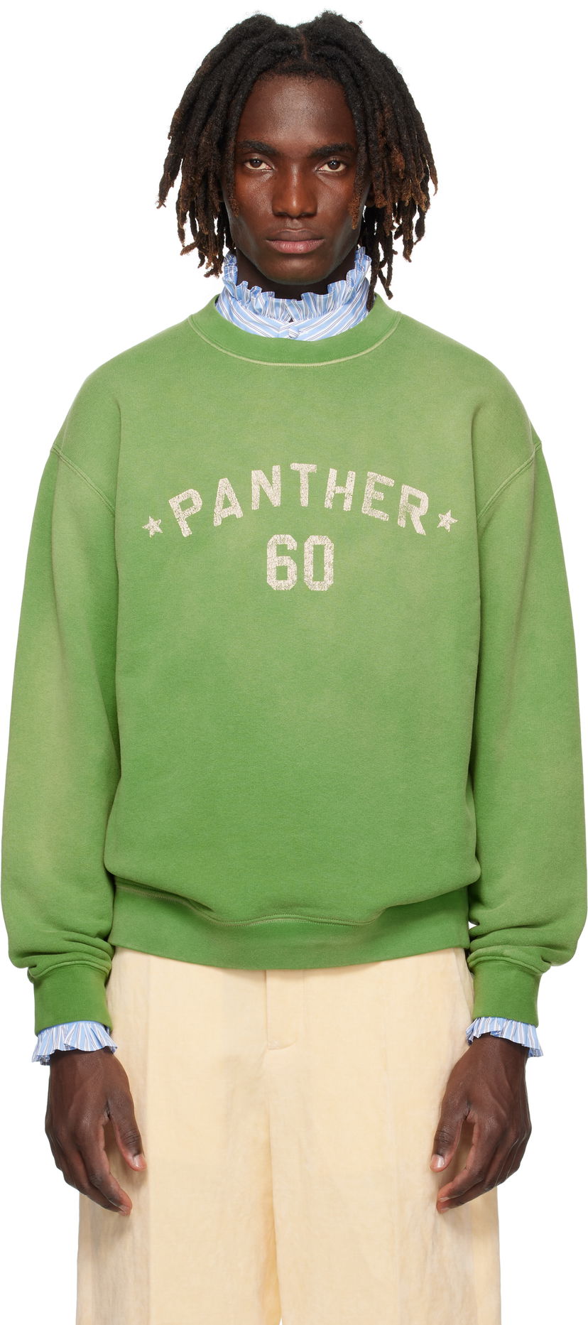 Sweatshirt Valentino Valentino 'Chez Valentino' Print Cotton Sweatshirt Grön | 7V3MF29NAYH