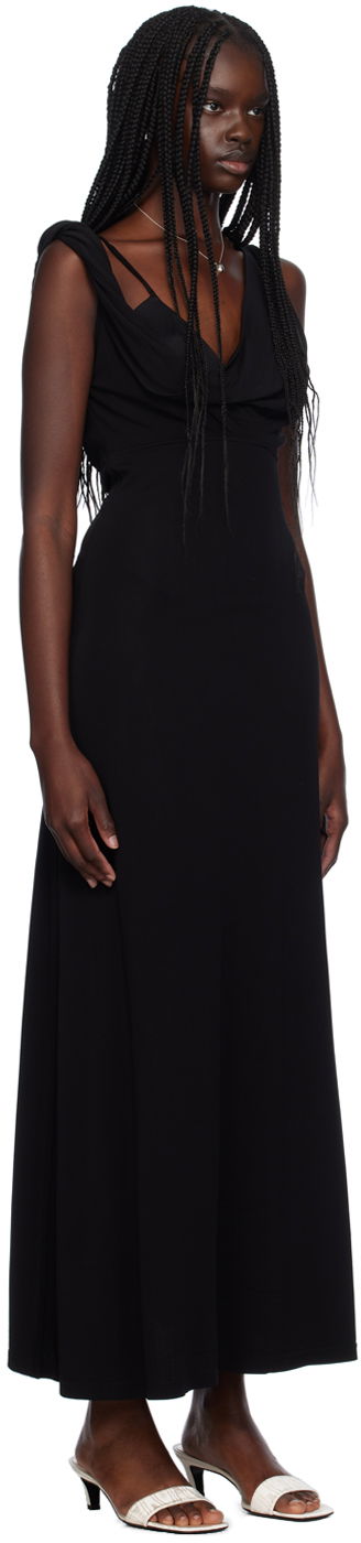 Klä TOTEME Twist Drape Maxi Dress Svart | 243-WRD2970-FB0162, 1