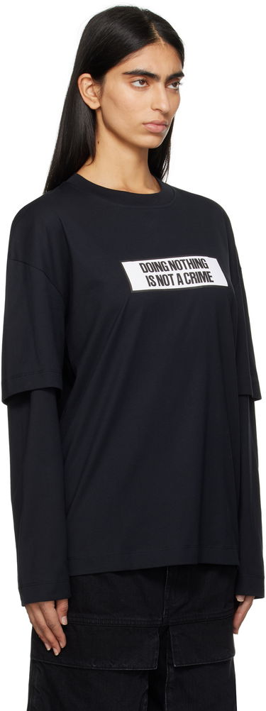 T-shirt Études Études 'Doing Nothing Is Not A Crime' Double Sleeve T-Shirt Svart | H24MMTSH185-99, 1
