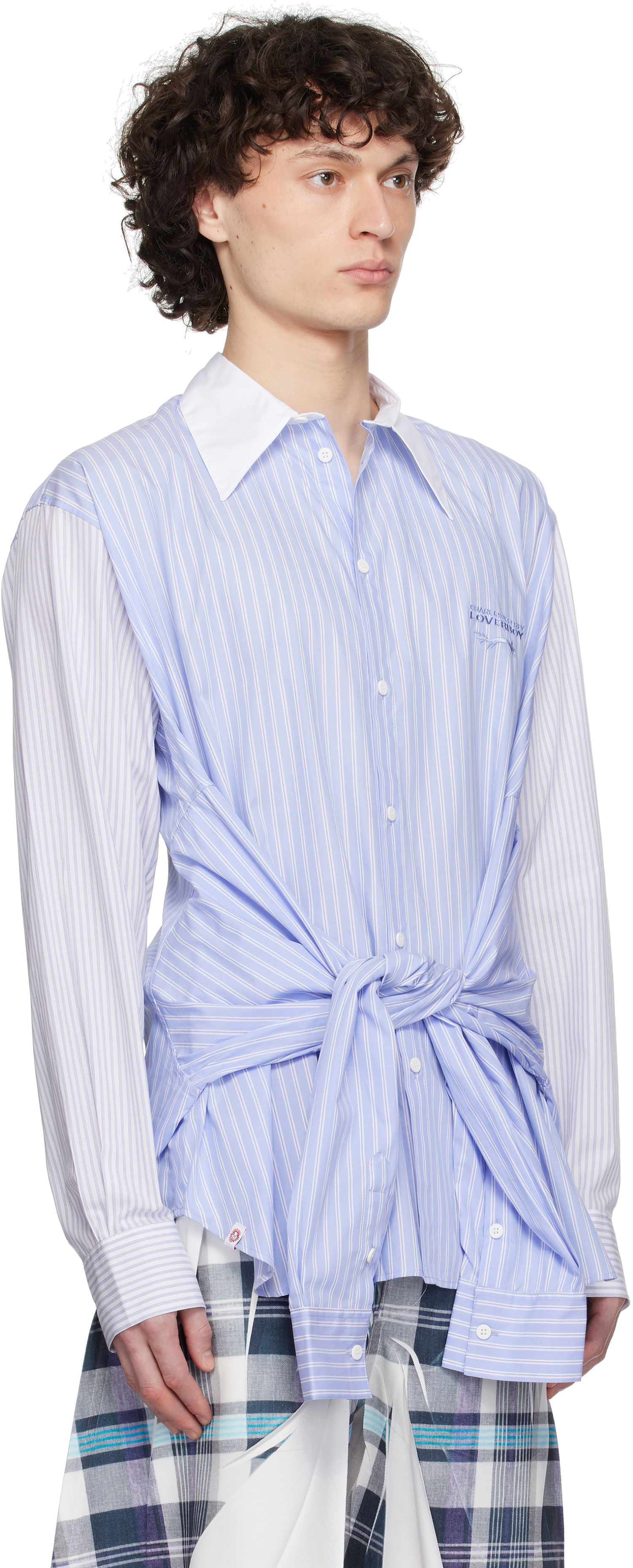 Skjorta Charles Jeffrey Loverboy Charles Jeffrey LOVERBOY Hug Tie-Front Striped Shirt Blå | 54070302, 1