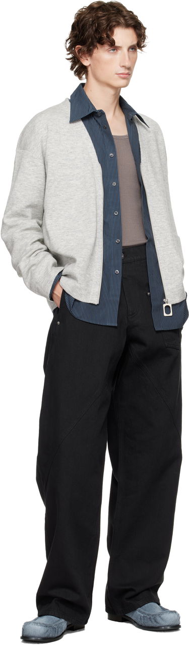 Sweater JW Anderson JW Anderson V-Neck Zip-Up Cardigan Grå | KW1435-YN0443, 3