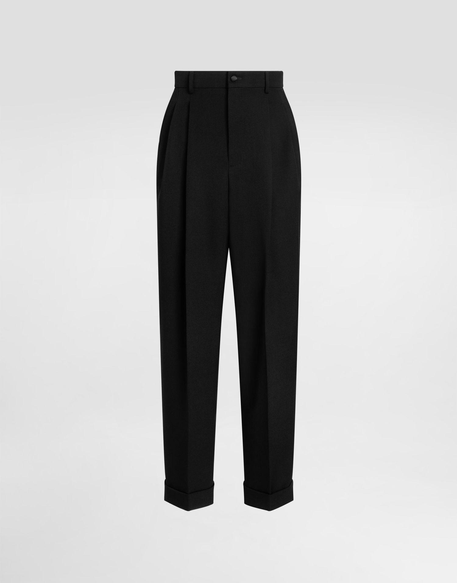 Byxor Dolce & Gabbana Dolce & Gabbana Wool Gabardine Cuffed Trousers Svart | GP17FTFU21EN0000, 0