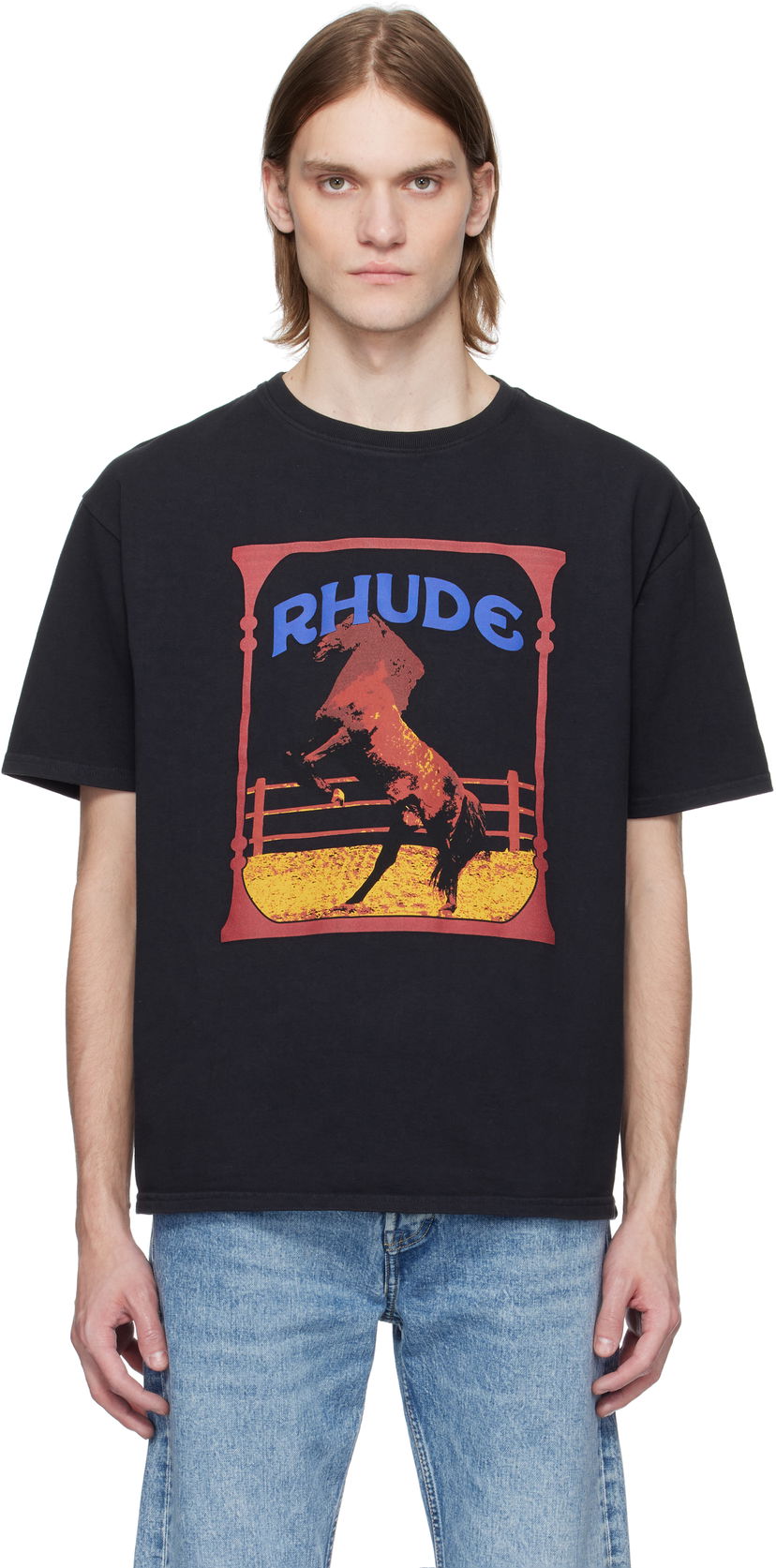 T-shirt Rhude Rhude Cadre Horse Graphic Tee Svart | RHSS25TT05012