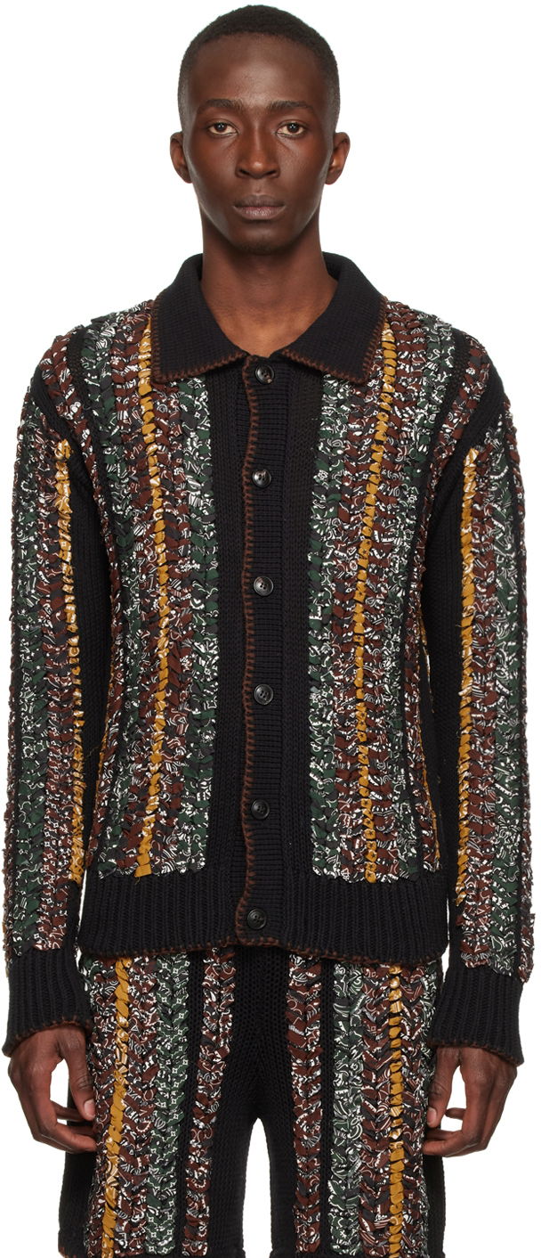 Sweater AMIRI AMIRI Cotton Knit Cardigan Svart | SS22MKL001