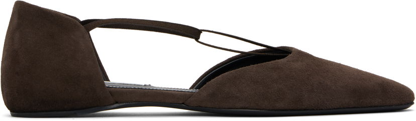 Kläder TOTEME TOTEME Suede T-Strap Ballerina Flats Brun | 252-WAS805-LE0114