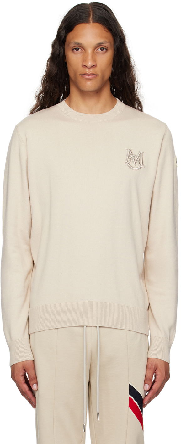 Sweater Moncler Beige Appliqué Sweater Vit | J20919C00002M1113