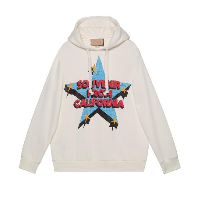 Sweatshirt Gucci Souvenir From California Printed Hoodie White Beige | 615061 XJEG6 9095