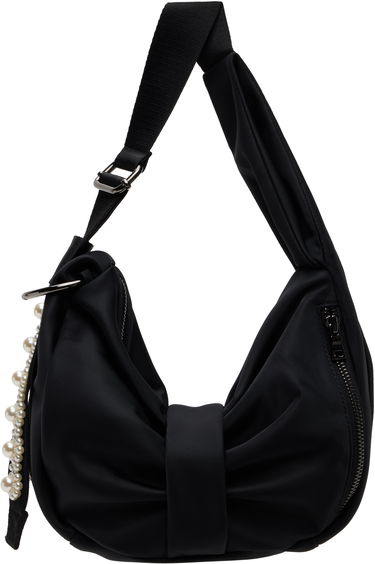 Axelväska Simone Rocha Simone Rocha Mini Pearl-Embellished Sling Bow Bag Svart | BAG198B 0761, 0